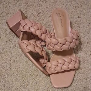 Time and Tru Women's Braided Sandal Heels - Blush